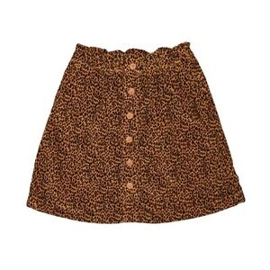 Crewcuts Leopard Print Button Front Corduroy Girl’s Skirt Size 12 like new